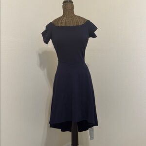 NWT Sarin Mathews Navy Classic Off-Shoulder Fit & Flare Dress XS